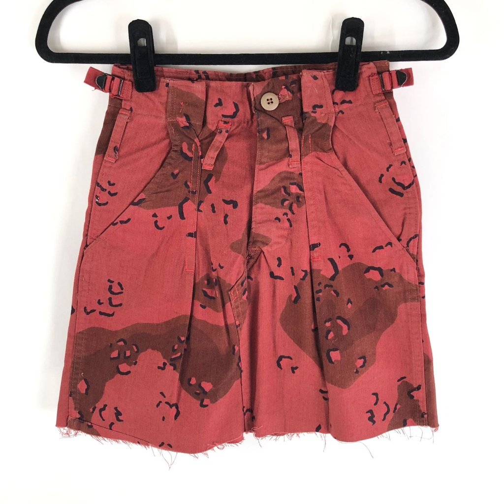 Re/Done Upcycle Women's Skirt Chino Raw Hem Camouflage Red Small Nwt